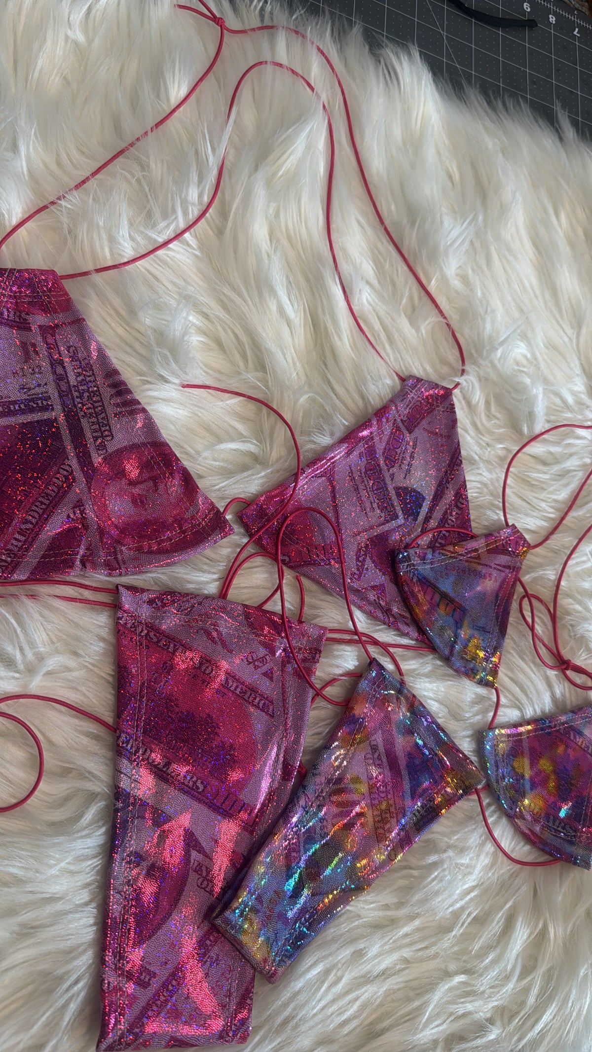 Holographic and Metallic Money Print Bikini