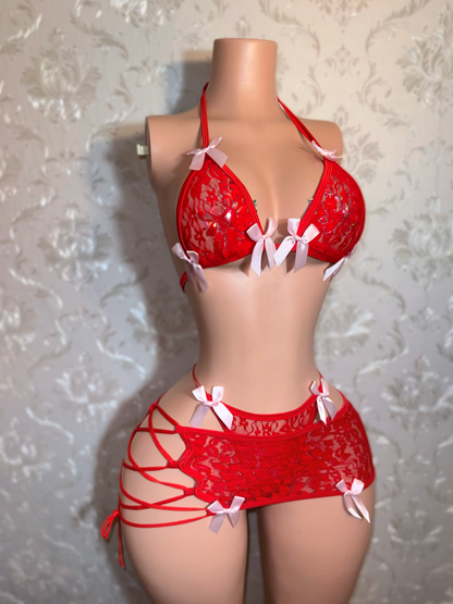 Kawaii Barker 3 Piece Floral Lace Skirt Set Fits XS-M