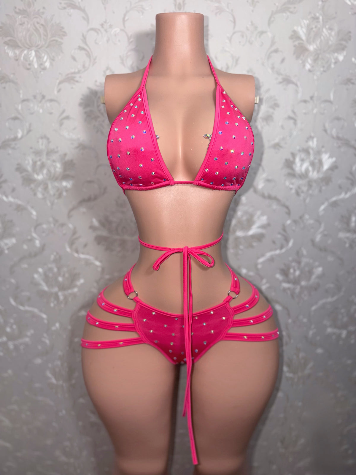 Georgia Peach 2.0 + Lex Fishnet Dress 3 Piece Set Fits S-M