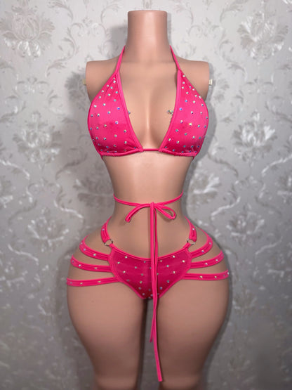 Georgia Peach 2.0 + Lex Fishnet Dress 3 Piece Set Fits S-M