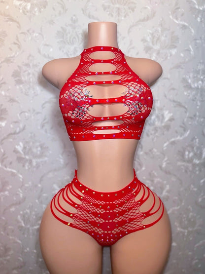 Nairobi Fishnet Cheeky Thong Set Fits XS-L