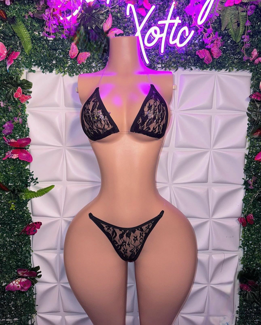 Nudist Floral Lace 2 Piece Classic Triangle Bikini