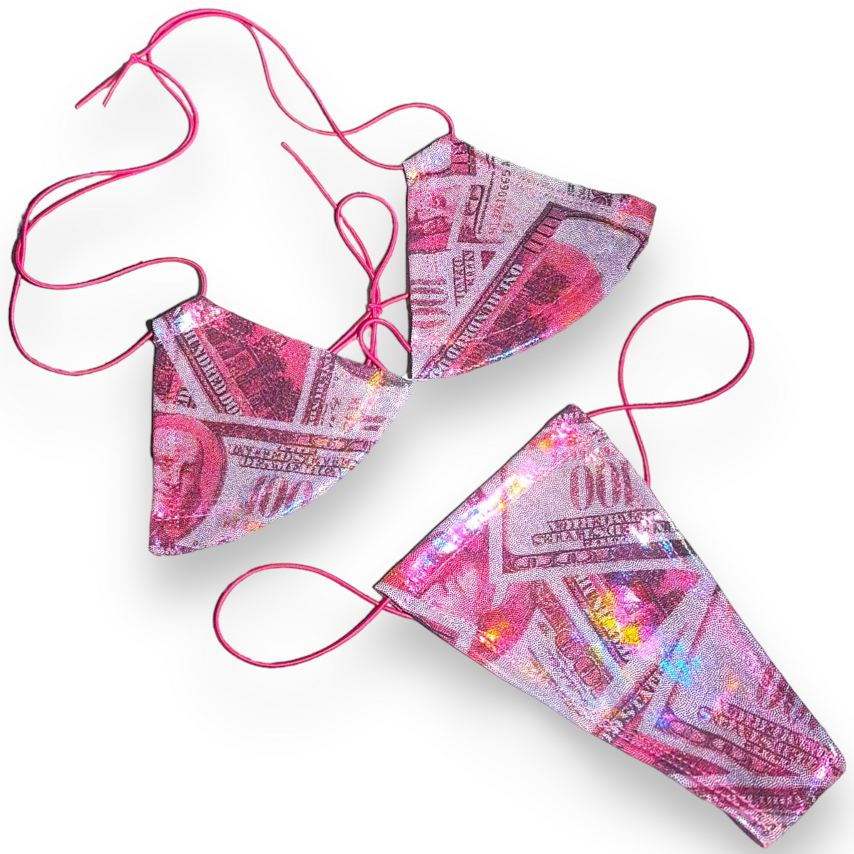 Holographic and Metallic Money Print Bikini