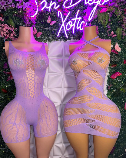 Naomi Diamond Fishnet Dress Fits XS-XL