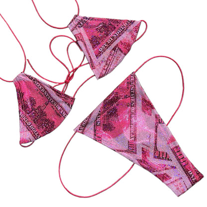 Holographic and Metallic Money Print Bikini