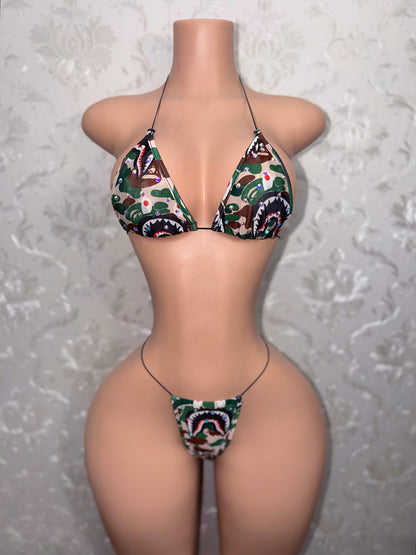 Jungle Doll Green Camo Bikini Fits XS-XL