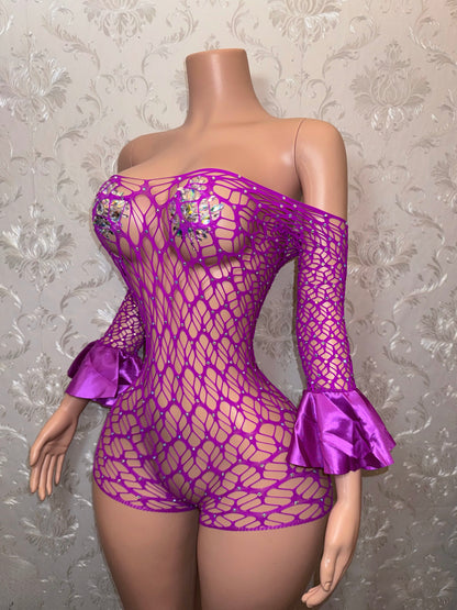 Kayla Fishnet Romper Fits Regular To Plus Size M-XXL