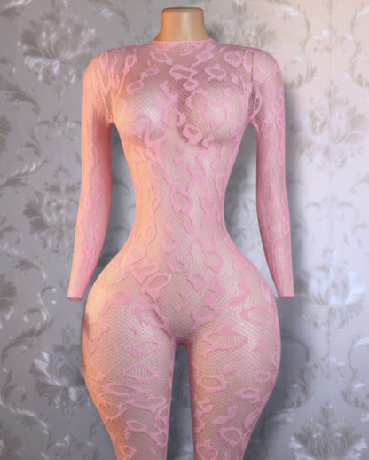 Sherice Cheetah Fishnet Bodystocking One Size Fits All