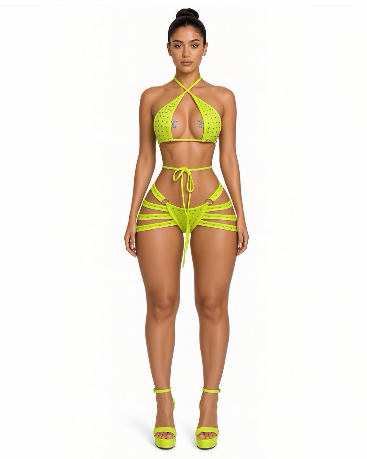 Georgia Peach Booty Cage Shorts Set Fits XS-M