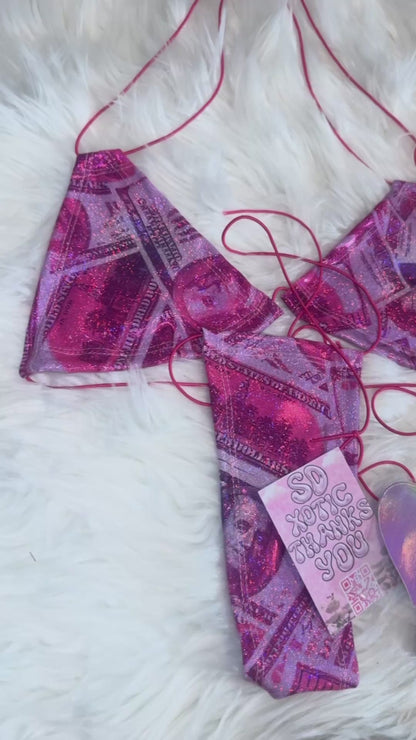 Holographic and Metallic Money Print Bikini
